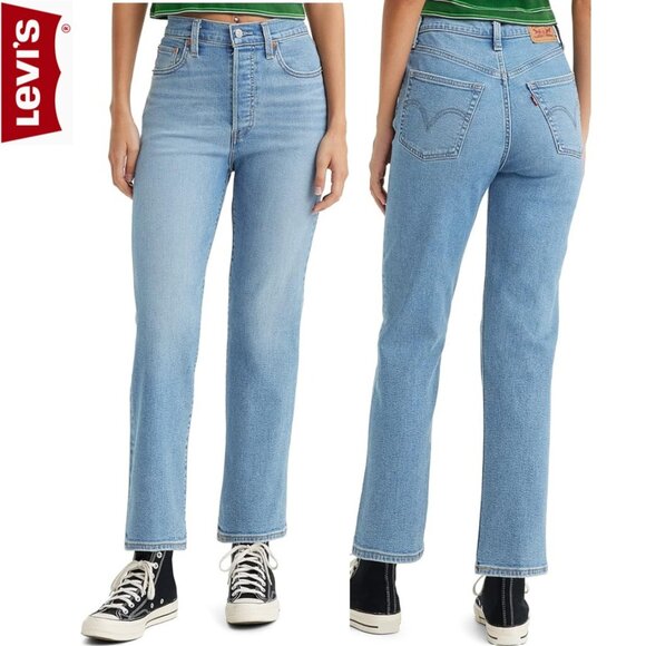 Levi's Ribcage Straight Ankle Women’s Jeans in Medium Blue - Picture 1 of 11